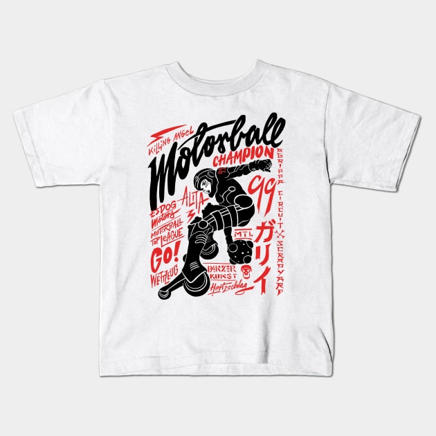 Motorball Alita - red Kids T-Shirt by Krobilad